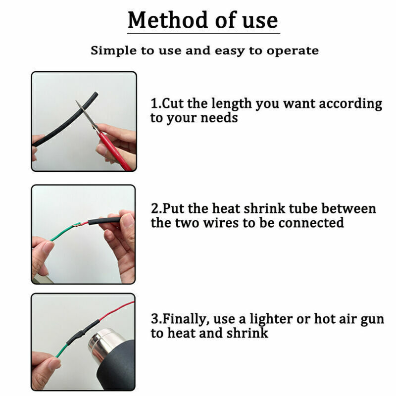 Black+Red Heat Shrink Tubing 3:1 Wire Insulation Cable Sleeve Wrap Marine Grade