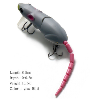 Multi Jointed Topwater Rat Mouse Fishing Lure Bass Lunker Lure Pike Wake Bait