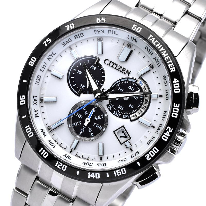 Pre-owned Citizen Collection Cb5874-90a Watch Eco-drive Chronograph White Black Panda