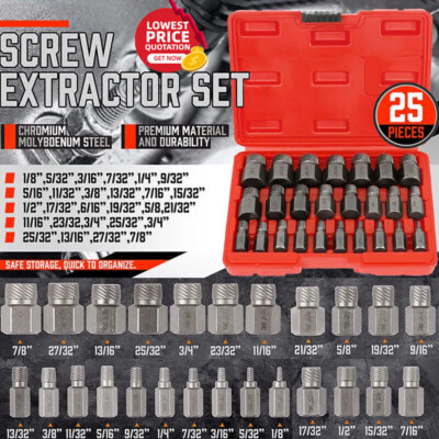 25Pcs Screw Extractor Set Hex Head Multi-Spline Easy Out Bolt Extractor Set NEW