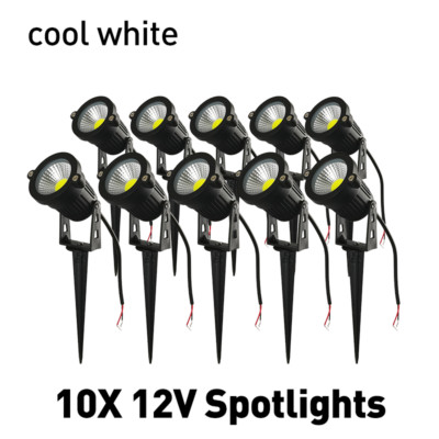10X 12volt LED Spot Lights Walkway Landscape Cool White 6000K Low Voltage Wired