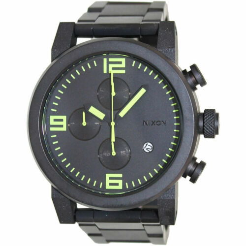 Pre-owned Nixon The Ride All Black Luminous Mens Watch A3471256 In Dark Slate Gray