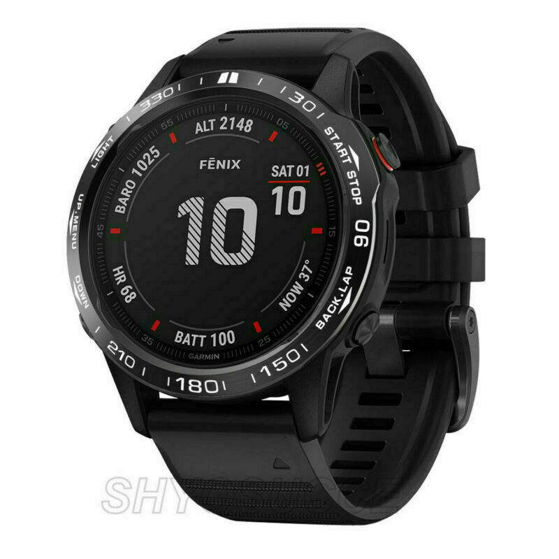 Cover Adesiva In Acciaio Inox Per Garmin Fenix 7X | Lunetta Protettiva Blu, Anti Graffio
