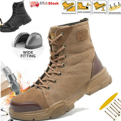 Mens Military boots Work Safety Shoes Steel Toe Bulletproof 
