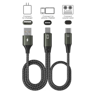 2 in 1 USB-C OTG Charge Adapter Splitter Y to Audio Cable Multi Fast Charging