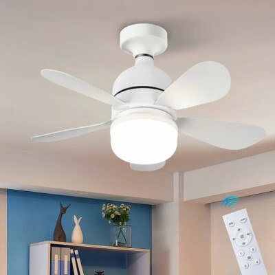 Ceiling Fan E27 Socket Fan 30W with Dimmable LED Light Remote Controller 4 Speed