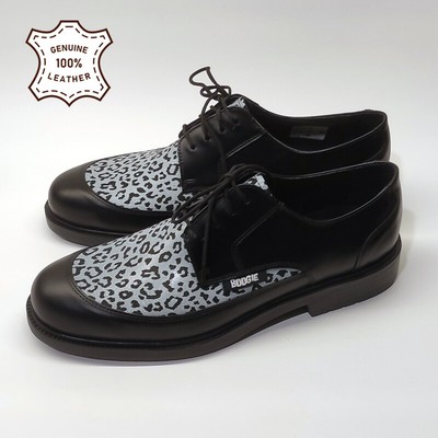 Real leather Shoe, Black, animal print, Rockabilly, Oxford, Saddle, Spectator