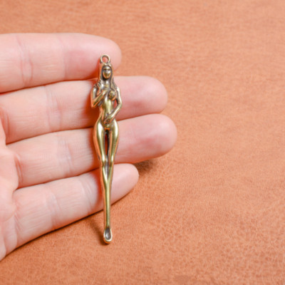 2 Pcs Pure Brass Solid Beauty Ear Spoon Portable Pendant Ear Picking Tool