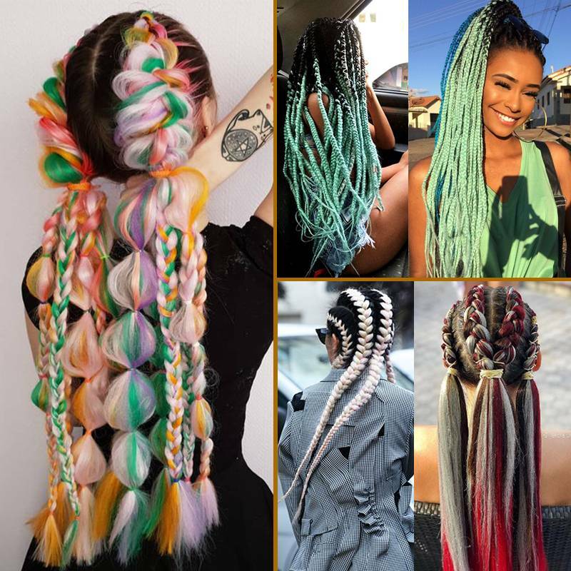 Details Zu Ombre Dick Zopfe Braid Braiding Haarverlangerung Flechten Hakeln Haarteil 60cm