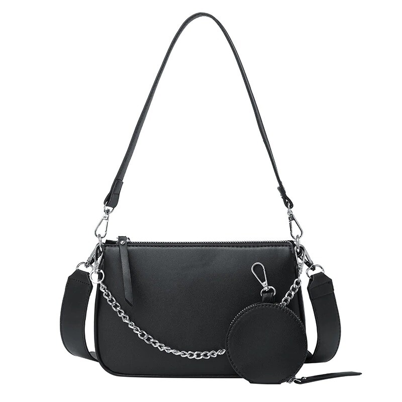 2 in1 New Fashion 2021 Black Shoulder Bag Women Polystere