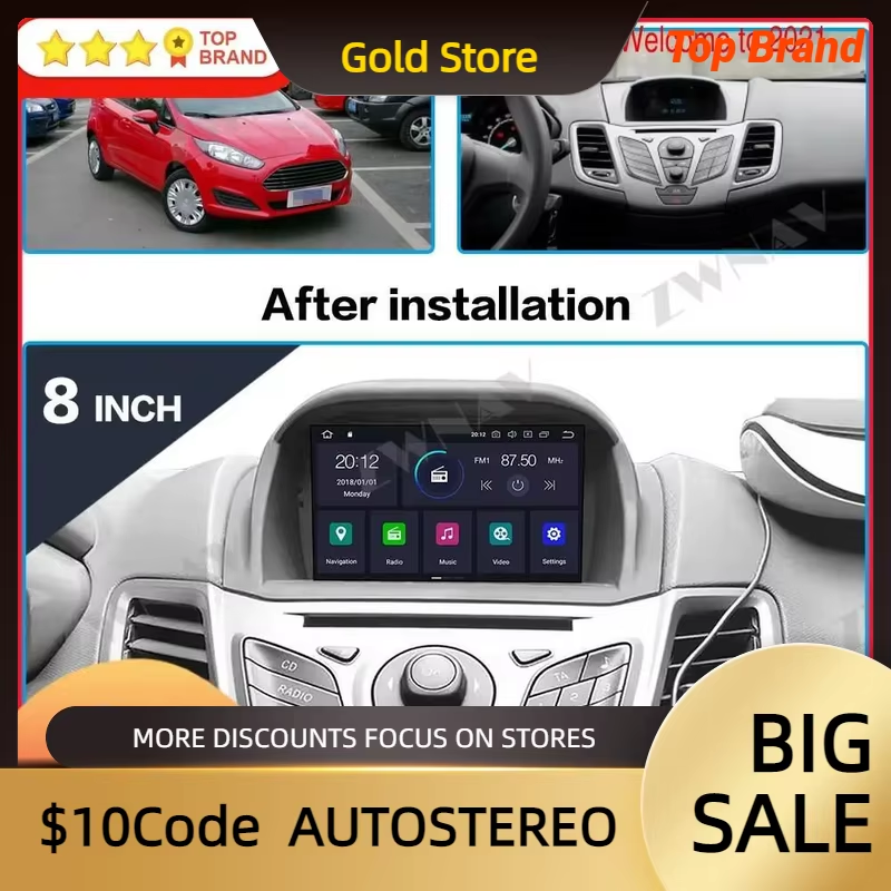 Android 13.0 Car DVD Player GPS Navigation For Ford Fiesta MK7 2013-2016 Car Rad