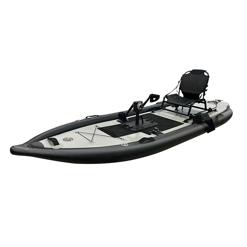 Single 11-Foot Inflatable Fishing Kayak With Pedal Drive System And Seat.