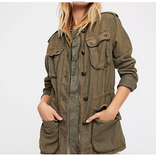 Free People Not Your Brother's Surplus Jacket Olive Green Women's Small Military