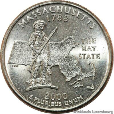 D1733 USA Massachussetts Quarter 1/4 Dollar Bay State 1788