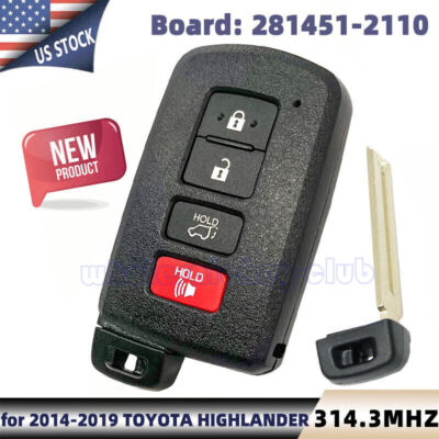 Smart Key For Toyota Highlander 2014 - 2019 Keyless Remote Key Fob 281451-2110
