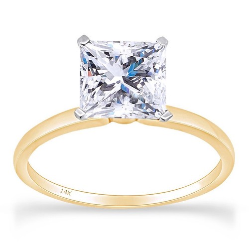3.00 Ct EFG VS Princess Cut Lab Grown Diamond Engagement Ring 14K Two Tone IGI