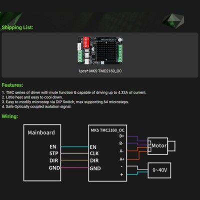 Mks TMC2160-OC Stepper Motor Driver 3D Printer Breakout Drive Parts TMC2160 Step