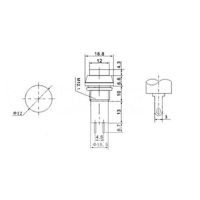 2x Black Round Circle Momentary Reset Push Button Switch Pre-attached Wire 1/2"
