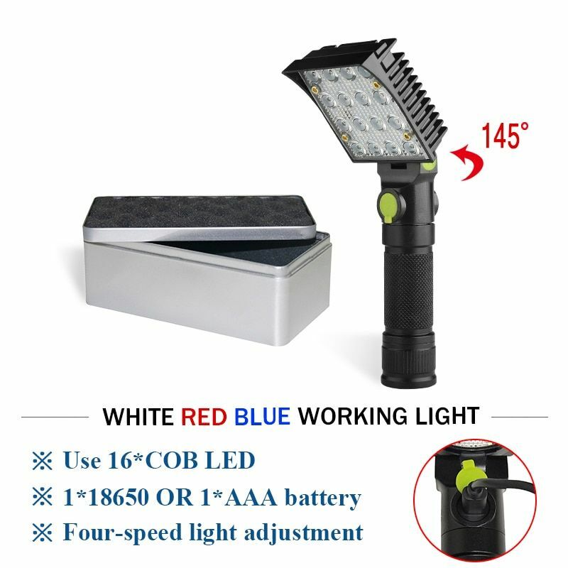 16 Led Flashlight Rechargeable Torch Hand Lamp Magnetic Lantern Cob Light USB   