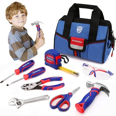 WORKPRO Kid Hand Tool 9-PC Set Junior Tool Kit Storage Bag Children DIY Tools
