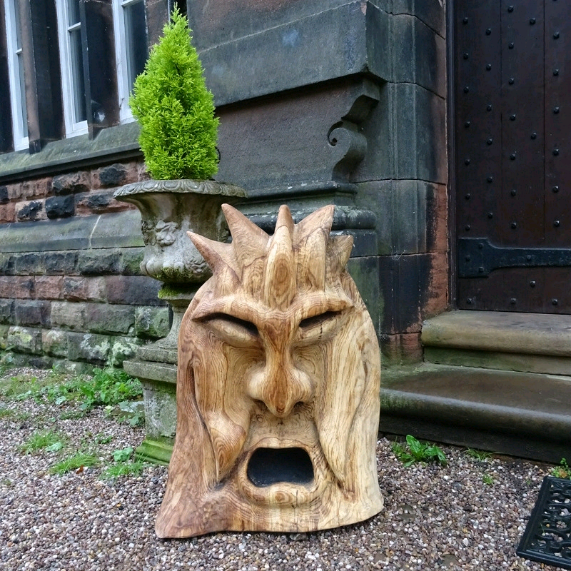 Greenman/ Wood Spirit Oak Garden Chainsaw Carving/ Sculpture in
