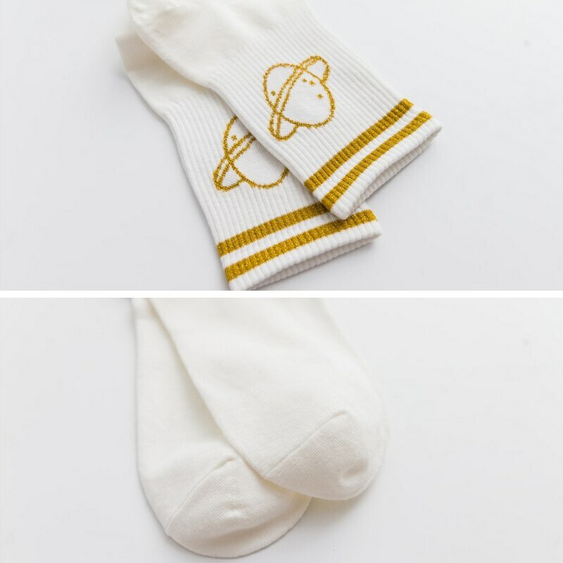 Winter Warm Women Socks Harajuku Planet Striped Funny Socks Lady Girl Skateboard