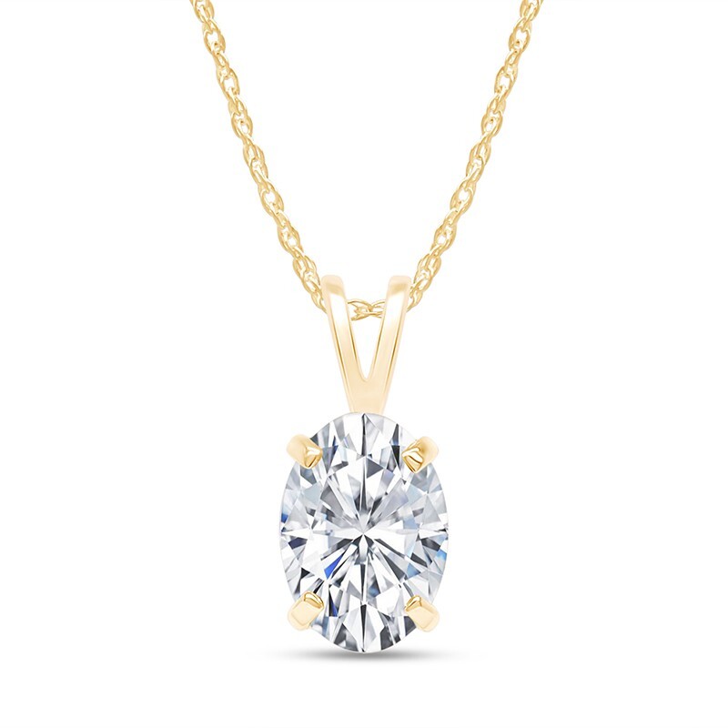 1.02 Ct EGl Certified Diamond Solitaire Oval Pendant Necklace 14K YG Lab Grown