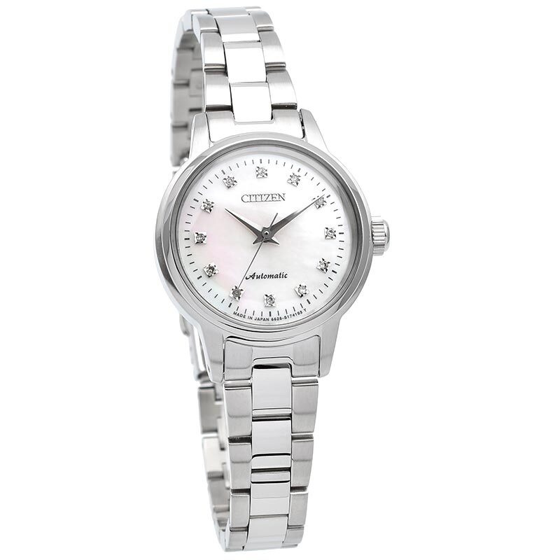 Pre-owned Citizen Collection Pr1030-57d Automatic Watch Silver Mother Of Pearl Dial 27.4mm
