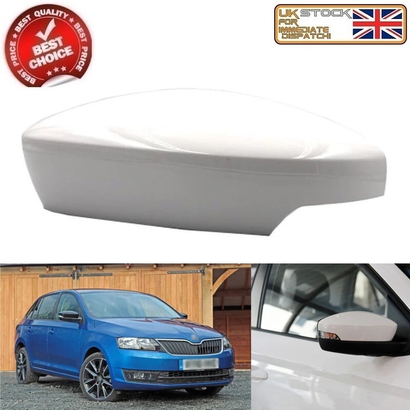 GENUINE FOR SKODA FABIA 15-19 RAPID 18-20 WHITE GLOSS LEFT HOUSING MIRROR COVER