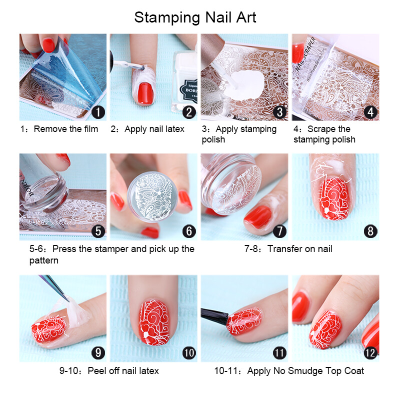 Как снять слайдеры с ногтей Набор лака BORN PRETTY 2 Bottles Nail Stamping Polish Kit Black White Silver Sta