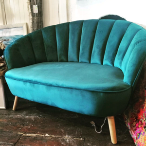 Green / teal velvet two seater / sofa / couch | Sofas | Gumtree