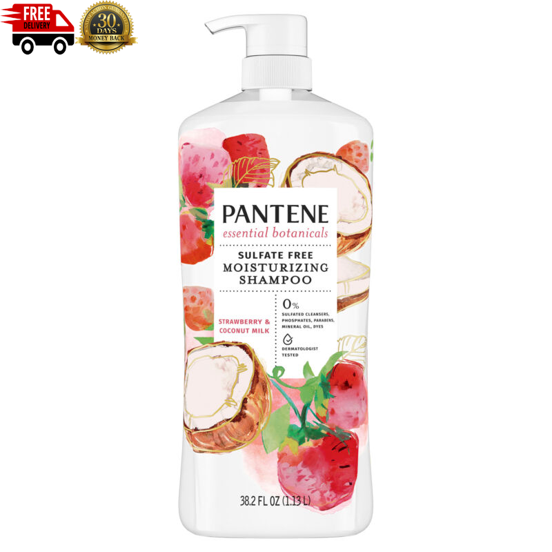 Pantene Essential Botanicals Strawberry and Coconut Shampoo, 38.2 Fl Oz