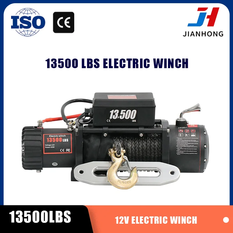 JH 12V 13500LBS Electric Truck Winch Vehicle Mounted Self Rescue Crane for Off-r