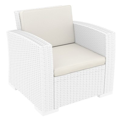 Compamia Monaco Outdoor Club Chair in White with Cushion