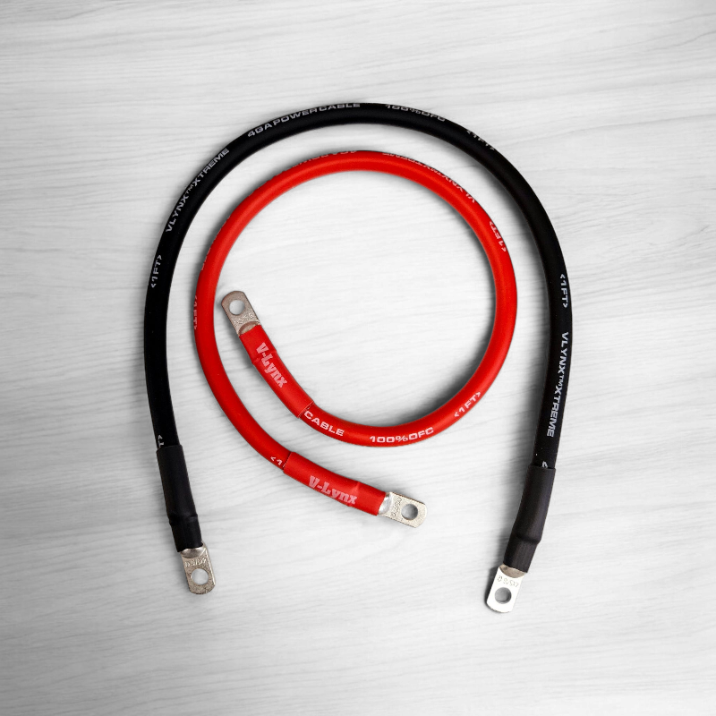 Pair of 4GA AWG Red and Black Cables 100% Copper Lug Battery Inverter Solar RV