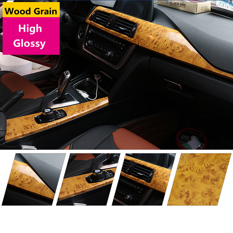 Details About 1m Car Interior Diy Film Wrap High Glossy Wood Grain Vinyl Sticker Decal Roll