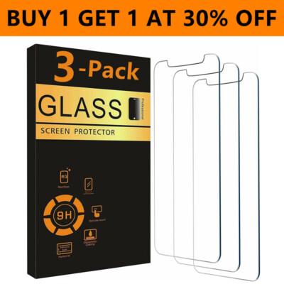 3-PACK For iPhone 16 15 14 13 12 11 Pro Max XR Tempered Glass Screen Protector