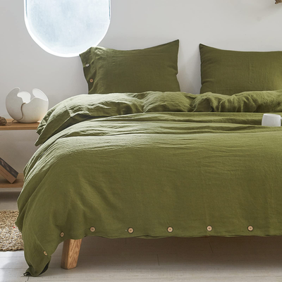 Simple&Opulence Simpleopulence 100 Linen Duvet Cover Set 2Pcs Coconut Button