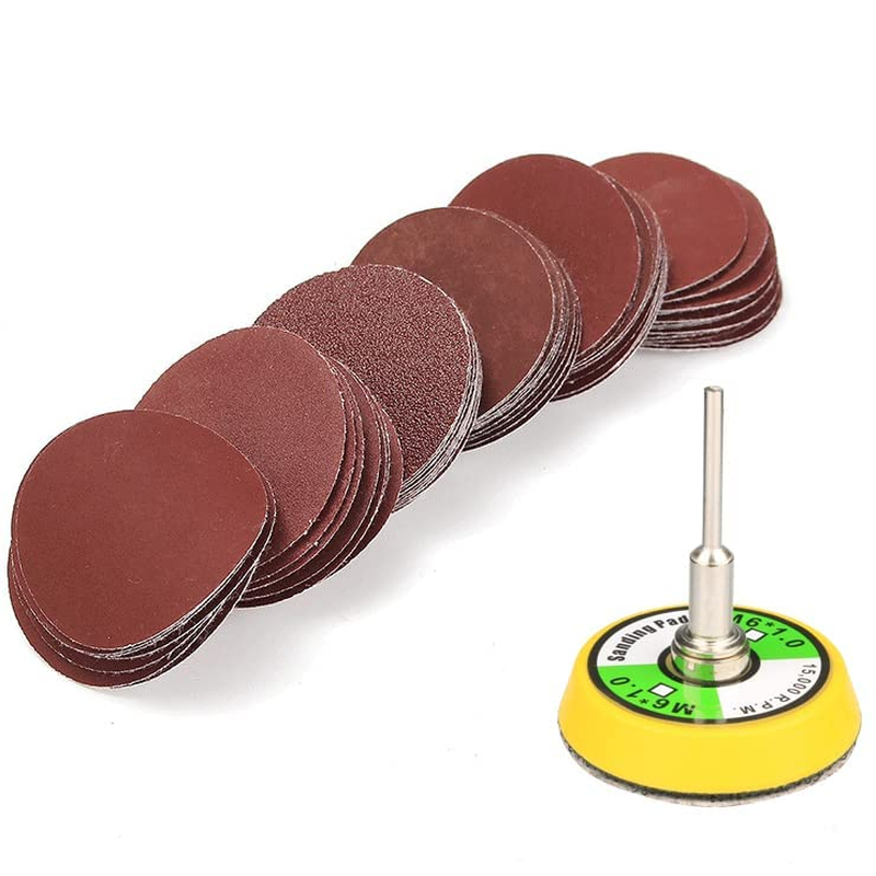 60Pcs 2 Inch Sanding Discs Hook and Loop Sander Pads Sandpaper Kit with 1/8 Inch