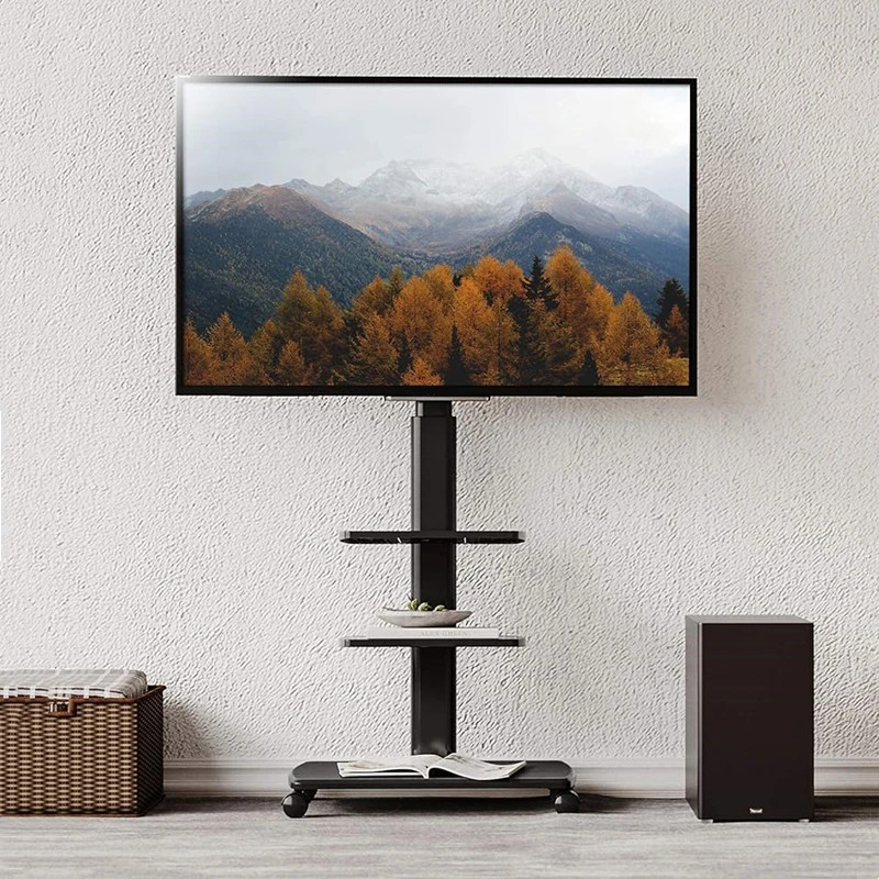 Rolling TV Stand, Mobile TV Cart on Wheels for 32-65 Inch Flat Screen TVs Swivel