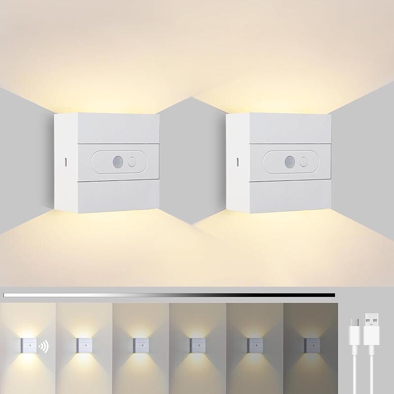 1-4 Pack Wall Lights Dimmable Indoor Rechargeable Up and Down Lamp Sconce