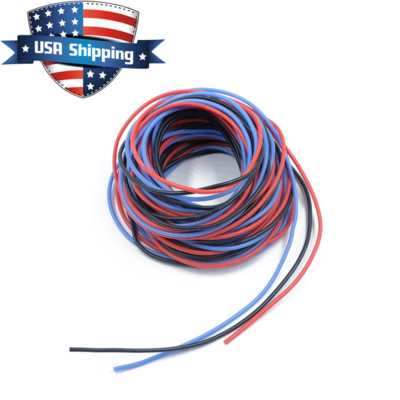 22 AWG 22 Gauge 45ft Soft Flexible Silicone Wire Servo Wire (Black Red Blue)