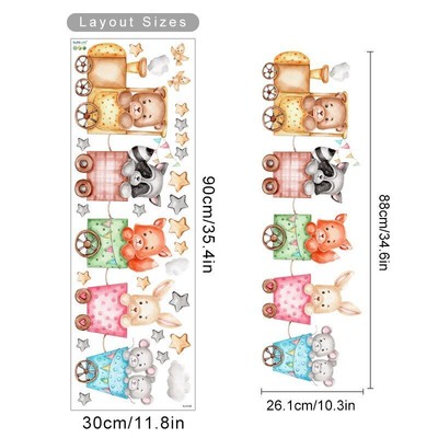 Cute Cartoon Animals Train Wall Sticker Kids Room Baby Nursery Interior Decal