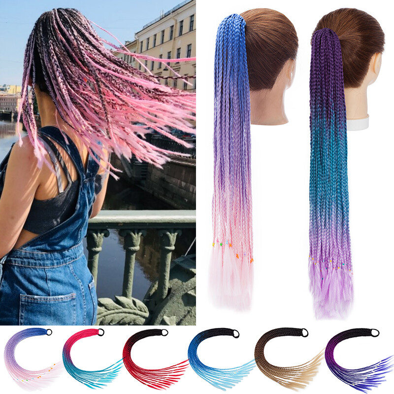 Pony Tail Hair Extensions Hair Ties Elastic Braids Highlight