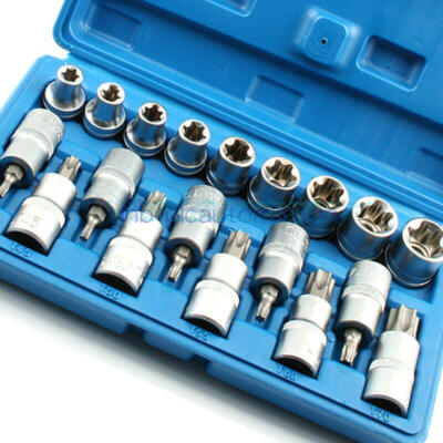 19PCS Torx Socket Bit Set 1/2'' E Type Chrome Vanadium Bright Chrome Repair Tools