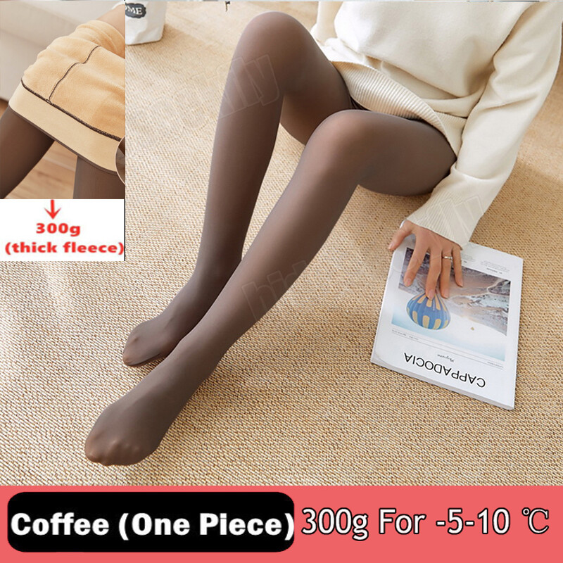 Women Thermal Lined Translucent Pantyhose Warm Fleece Tights Winter