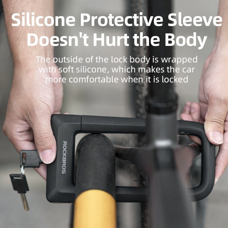 ROCKBROS Bike Lock U Shaped Anti-theft Anti-hydraulic Heavy Duty With Two Keys