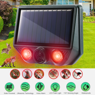 Upgraded Solar Ultrasonic Deterrent Animal Repellent Bird Cat Fox Dog Pest Scare