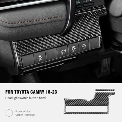 2X Real Carbon Fiber Headlight Switch Sticker For Toyota Camry 2018-2023