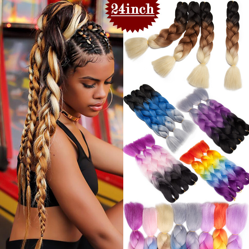 Bulk Jumbo Braiding Hair 24 Ombre Kanekalon Afro Box Braids Us